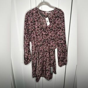 Lush Faux Wrap Floral Long Sleeve Dress NWT Women's Size Medium